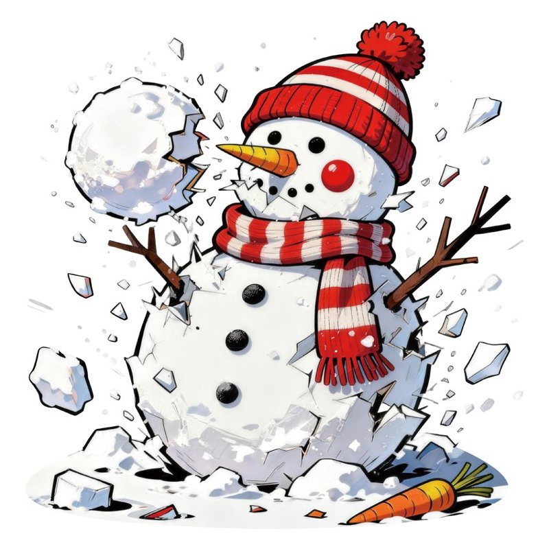打雪仗雪人圣诞窗贴